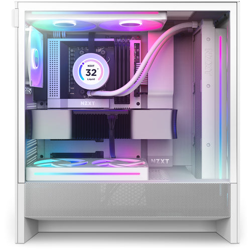 Gabinete NZXT H5 Flow RGB Midi Tower, Cristal Templado, Vent. 3x 120 mm, USB 3.0, Blanco