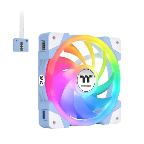 Kit 3 Ventiladores Thermaltake SWAFAN EX14, ARGB, Conexion magnetica, Aspa reversible, Azul