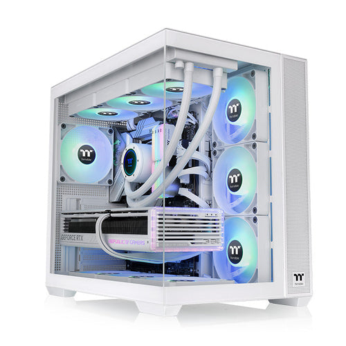 Gabinete Thermaltake View 380 TG ARGB Snow Midi Tower, Vidrio Frontal/Lateral, 4x Vent., Blanco