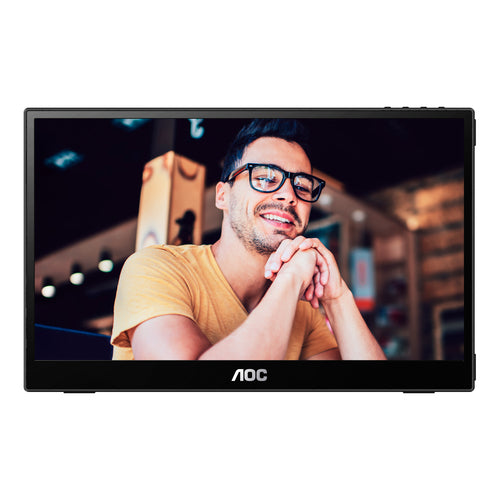 Monitor portatil AOC 16T3E, 15.6", Full HD, 4 ms, 60 Hz, bocinas, Negro