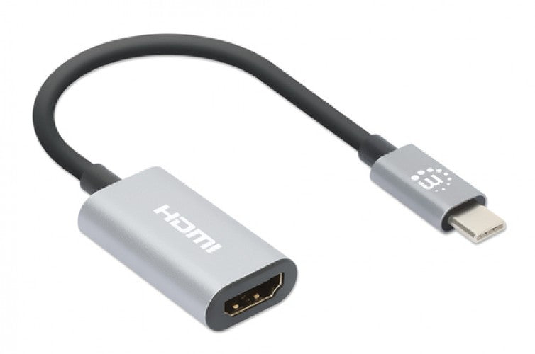 Adaptador de Video Manhattan, USB Tipo C a HDMI, 5 Gbit/s, Gris