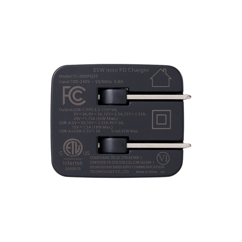 Cargador de Pared Adata, GaN 35W, Con Cable USB-C 1.5m, Negro
