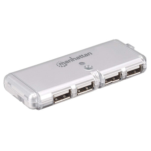 HUB Manhattan USB 2.0 de 4 puertos, 480Mbit/s, Color Gris