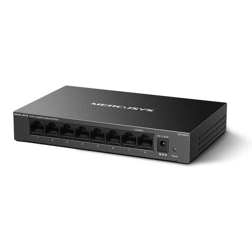 Switch Mercusys 8 Puertos MS108GS No administrado, RJ-45 8, Gigabit Ethernet 10/100/1000, Negro