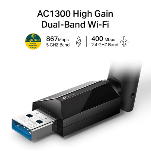 Adaptador de Red TP-LINK USB ARCHER T3U PLUS, Inalambrico, WLAN, 867Mbit/s, 1 Antena (ARCHER T3U PLUS)