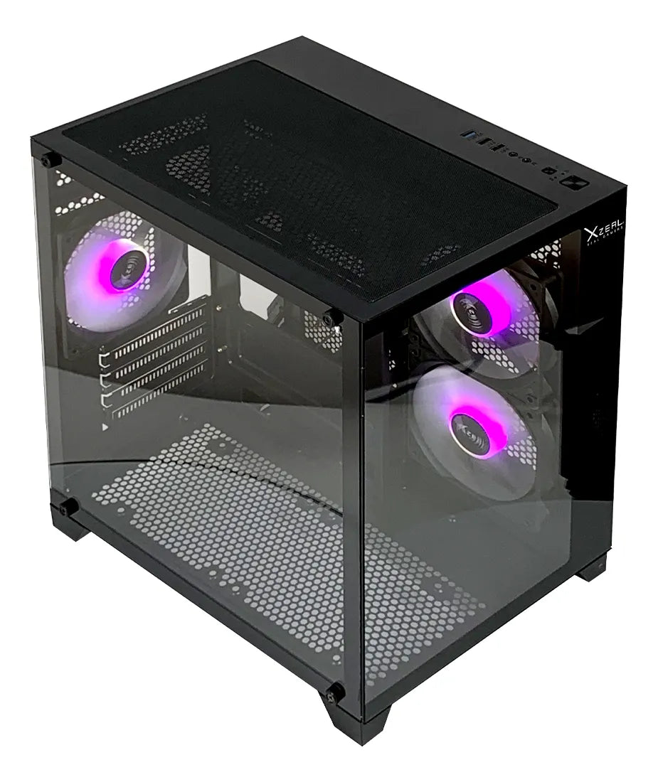 Gabinete Xzeal Cubo CXI2, Soporta M-ATX/ITX, Cristal Templado, 3xVent ARGB, Negro