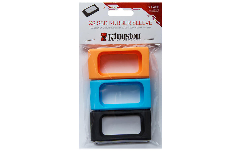 Paquete de 3 piezas De Fundas Protectoras Kingston, Para SSD Portatil, Negro, Azul, Naranja