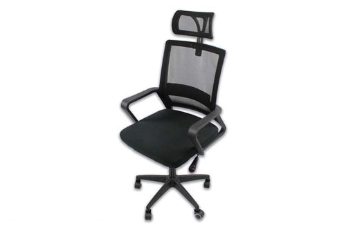 Silla gerencial MODAMOB, modelo NOVA, respaldo y cabecera de malla, soporte lumbar, piston de gas C3 120Kg, estrella aleacion  c/5 ruedas, color gris