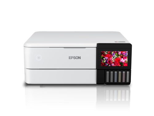 Impresora Epson Ecotank L8160 A4, 5760x1440, pantalla 4.3 pulgadas tactil a color, USB, Ethernet 10/100, Wi-Fi, SD, color blanca