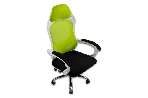 Silla Gerencial MODAMOB, modelo ORION, Respaldo tipo Mesh, Piston De Gas C3 120kg, Base Metalica Con 5 Ruedas, Color verde con negro