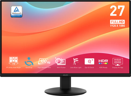 Monitor MSI Pro MP272L LED, 27", Full HD, IPS, 100 Hz, 1 ms, Negro
