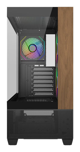 Gabinete Cooler Master Elite 690 Wood Midi Tower, Soporta ITX, M-ATX, ATX, 3 ventiladores, Negro