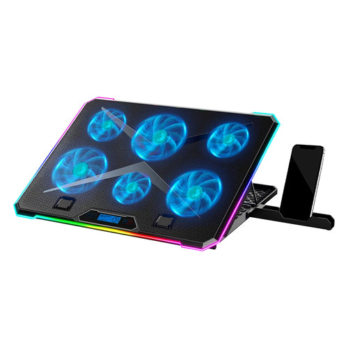 Base Enfriadora Balam Rush Eolox Freez EF707 hasta 17", 6x Ventiladores, RGB, USB, Negro