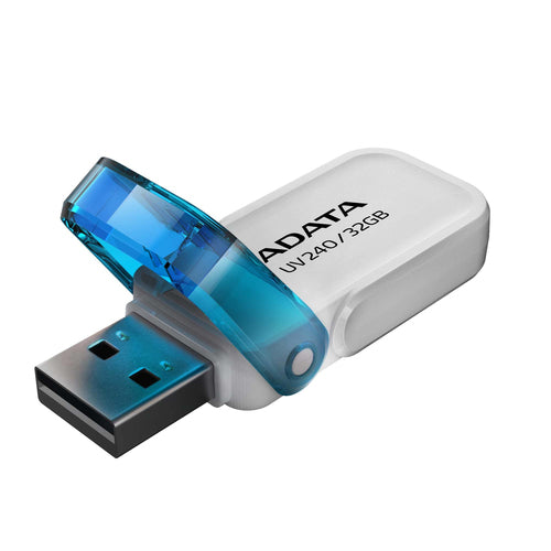 Memoria usb ADATA UV240, 32GB, USB 2.0, Color Blanco/Azul