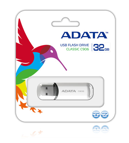 Memoria usb ADATA 32GB C906, 32GB, 2.0, Factor de forma Tapa, Color Blanco