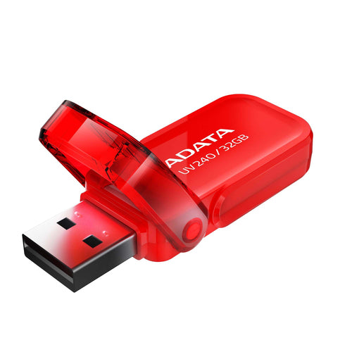 Memoria usb ADATA UV240, 32GB, 2.0, Factor de forma Tapa, Color Rojo