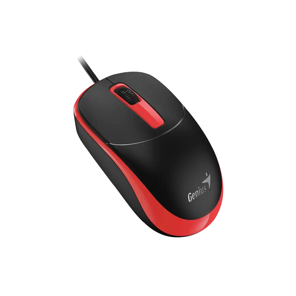Mouse Optico Genius Alambrico DX-123, 1200 DPI, USB, Negro/Rojo
