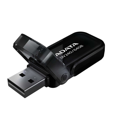 Memoria USB Adata UV240, 64GB, USB 2.0, Negro