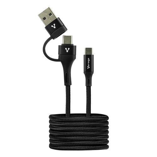 Cable USB Vorago tipo A+C a tipo C, 1m,  carga rapida 60W negro