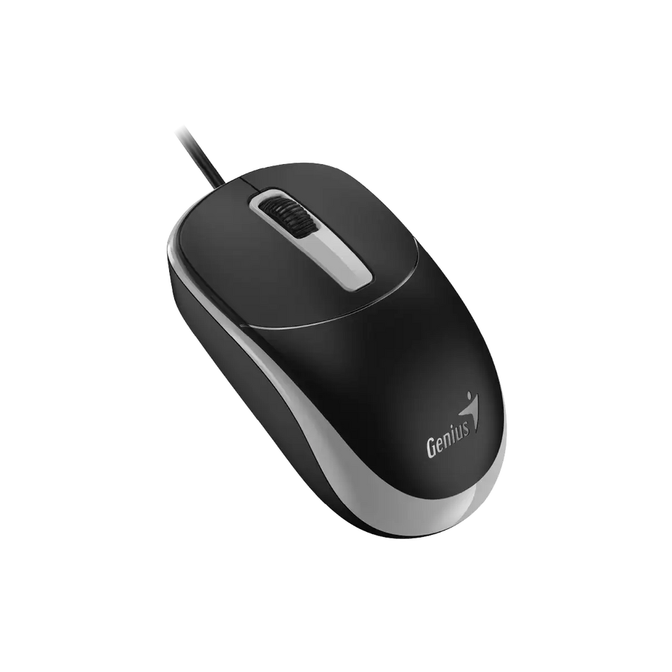 Mouse Optico Alambrico Genius DX-125S, Silencioso, 3 Botones, 1200 DPI, USB 1.5 mts, Negro