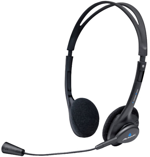 Diadema con Microfono Acteck AM-370, 3.5mm, Alambrico, 1.8 mts, Negro