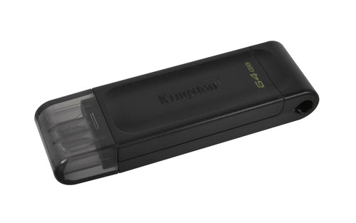 Memoria usb Tipo-C Kingston DataTraveler 70, 64GB, Color Negro, Tipo C
