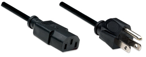 Cable De Corriente Manhattan Nema 5-15 Macho a C13 Macho, 1.8 Metros, Negro