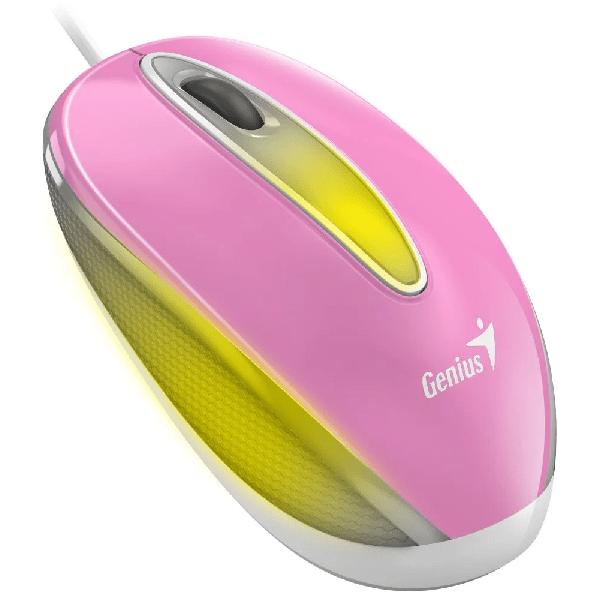 Mouse Genius DX-Mini optico, BlueEye Alambrico, USB, 1000DPI, Iluminacion LED, Rosa