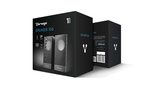 Bocinas estereo Vorago SPK-106, Alimentacion Usb, Plug 3.5mm, Control De Volumen, Negro