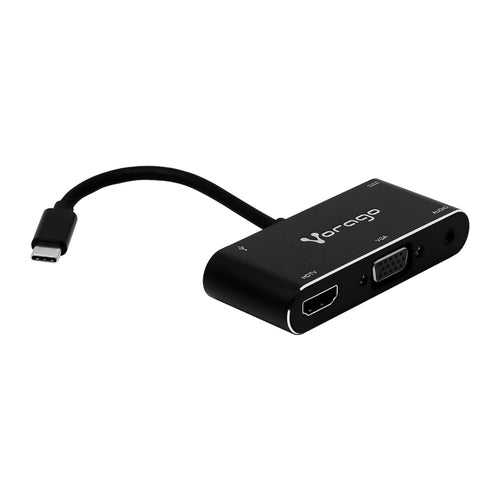 Adaptador Vorago ADP-350, USB-C Macho, 1xHDMI, 1xVGA, 1xUSB-A, 1x 3.5mm, 10cm
