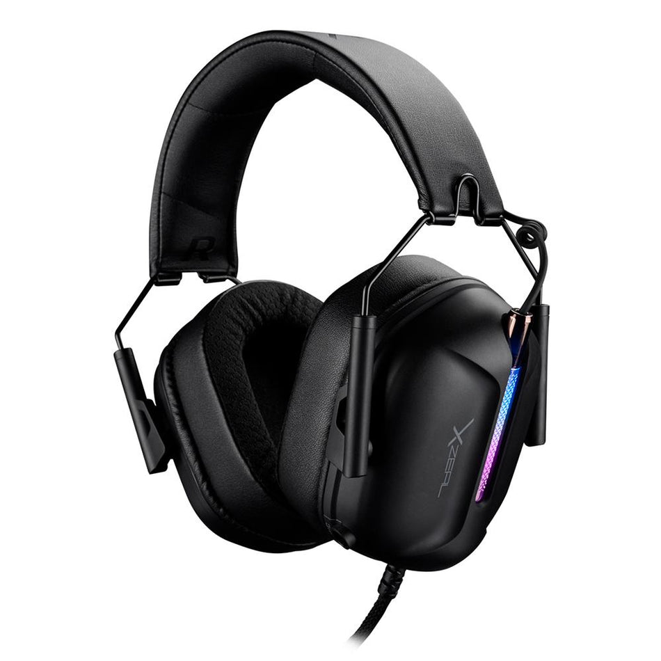 Diadema Xzeal XZHSALRGB1B, RGB, Conector 3.5mm, Microfono desmontable, Negro