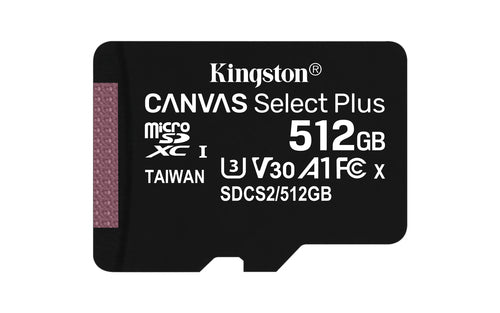 Memoria Micro SD Kingston Canvas Select Plus 512GB SDXC, V30, A1