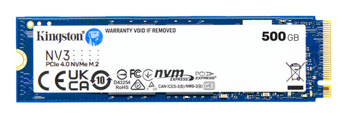 SSD Kingston NV3 500GB, M.2, PCI Express 4.0, Lectura 5000 MB/s, Escritura 3000 MB/s