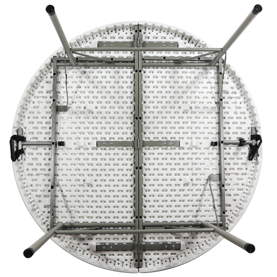 Mesa redonda MODAMOB plegable tipo portafolio diametro 1.52mts, altura 0.74Mts, blanca, empaques uso rudo