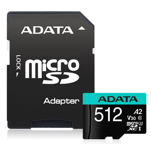 Memoria Micro SD ADATA, 512GB, Premier Pro XC UHS-I, Clase 10, Con Adaptador SD, 100 MB/s, 80MB/s