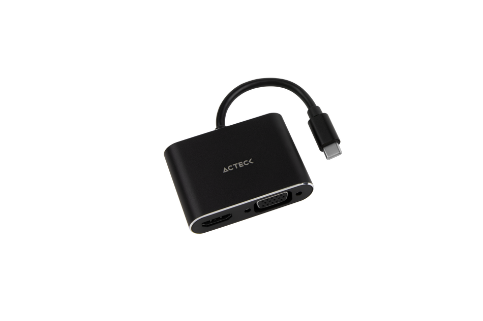 Adaptador Acteck USB tipo-C a HDMI/VGA Hembra, Negro