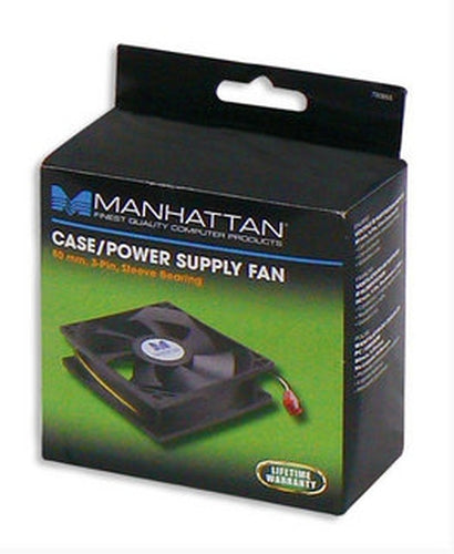 Ventilador para Gabinete Manhattan 80x80x25mm, Conector de corriente de 3-Pin, 2500RPM, Color Negro