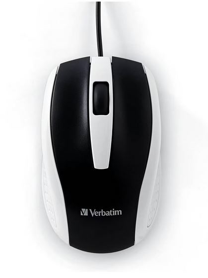 Mouse Verbatim Optico, Alambrico, USB, Negro/Blanco