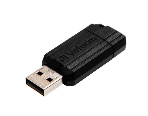 Memoria USB Verbatim PinStripe, 128GB, USB, Retractil, Negro