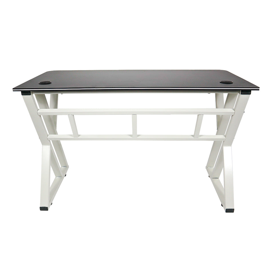 Escritorio Modamob MILAN superficie color negro, estructura metal blanca, 120cm x 61cm x 73cm