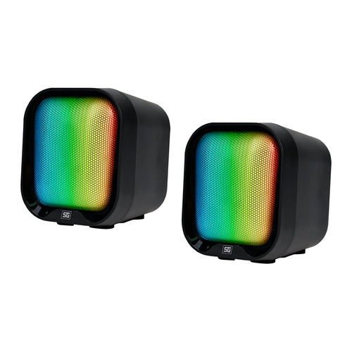 Bocina Vorago SPK-109, Alambrica, 3.5mm, luz LED, USB, Negro