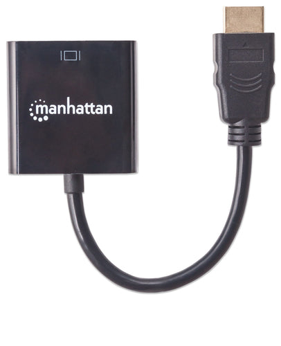 Adaptador Manhattan HDMI Macho a VGA Hembra, 1080p, Negro