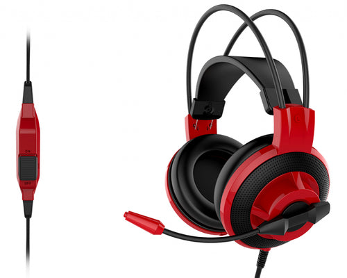 Diadema Gaming MSI DS501, Conector 3.5mm, Microfono Omnidireccional, Negro/Rojo
