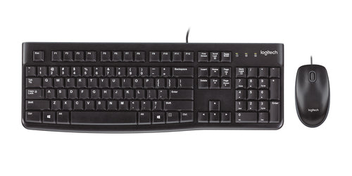 TECLADO Y MOUSE OPTICO LOGITECH MK120 USB 2.0, Color Negro Resistente a Salpicaduras