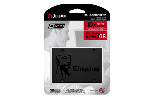 SSD Kingston SSD A400 240GB, SATA III 6 Gbit/s, Lectura 500MB/s, Escritura 350MB/s