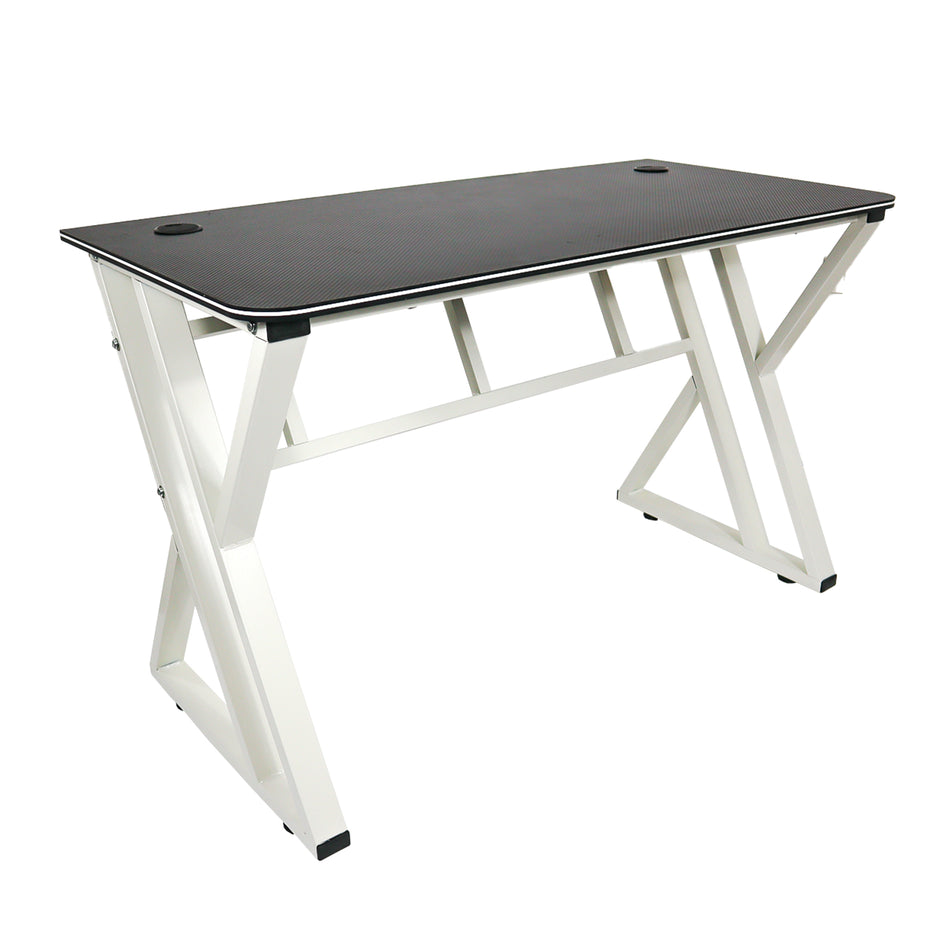 Escritorio Modamob MILAN superficie color negro, estructura metal blanca, 120cm x 61cm x 73cm