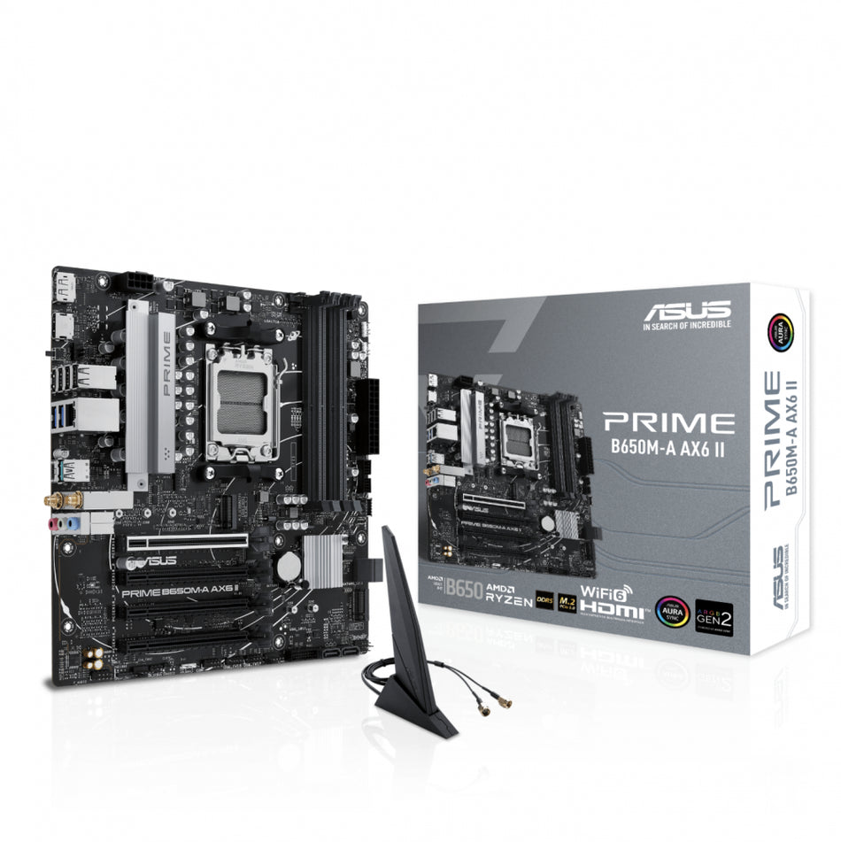 Tarjeta Madre ASUS PRIME B650M-A AX6 II, Micro-ATX, Socket AM5, AMD B650, 192GB DDR5, HDMI/DP para AMD