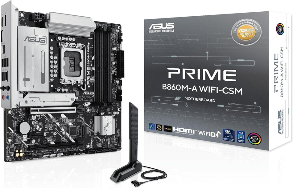 Tarjeta Madre ASUS PRIME B860M-A WIFI-CSM, Socket LGA1851, 4xDDR5, HDMI, DP, USB, Micro ATX