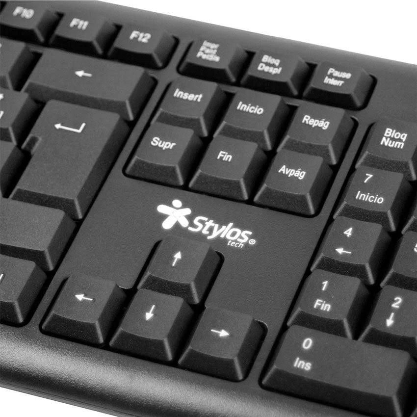 Teclado Inalambrico Stylos STPTEC4B, 106 teclas, Multimedia, Receptor 2.4GHZ, Negro
