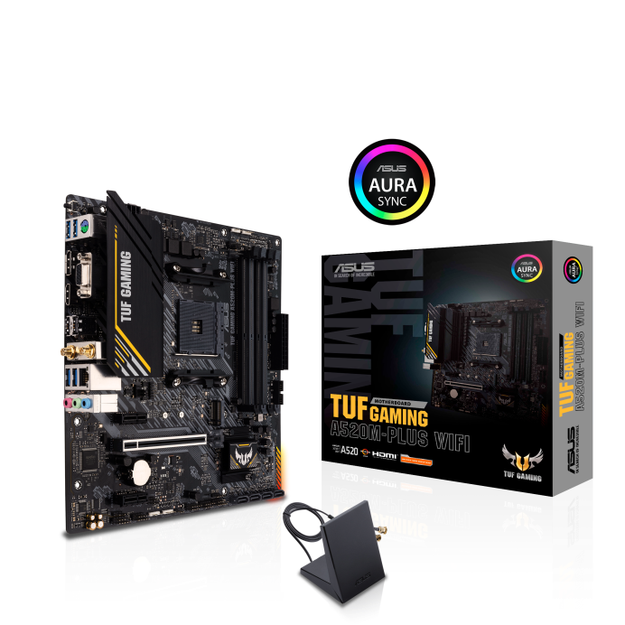 Tarjeta madre ASUS TUF GAMING A520M-PLUS WIFI Skt AM4, 4 DDR4-SDRAM, Micro ATX, Wifi, Bluetooth
